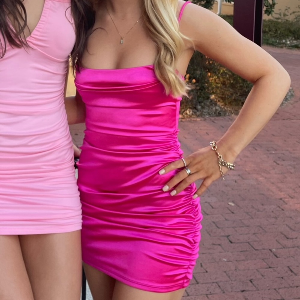 Lucy in the Sky Pink Satin Mini Dress